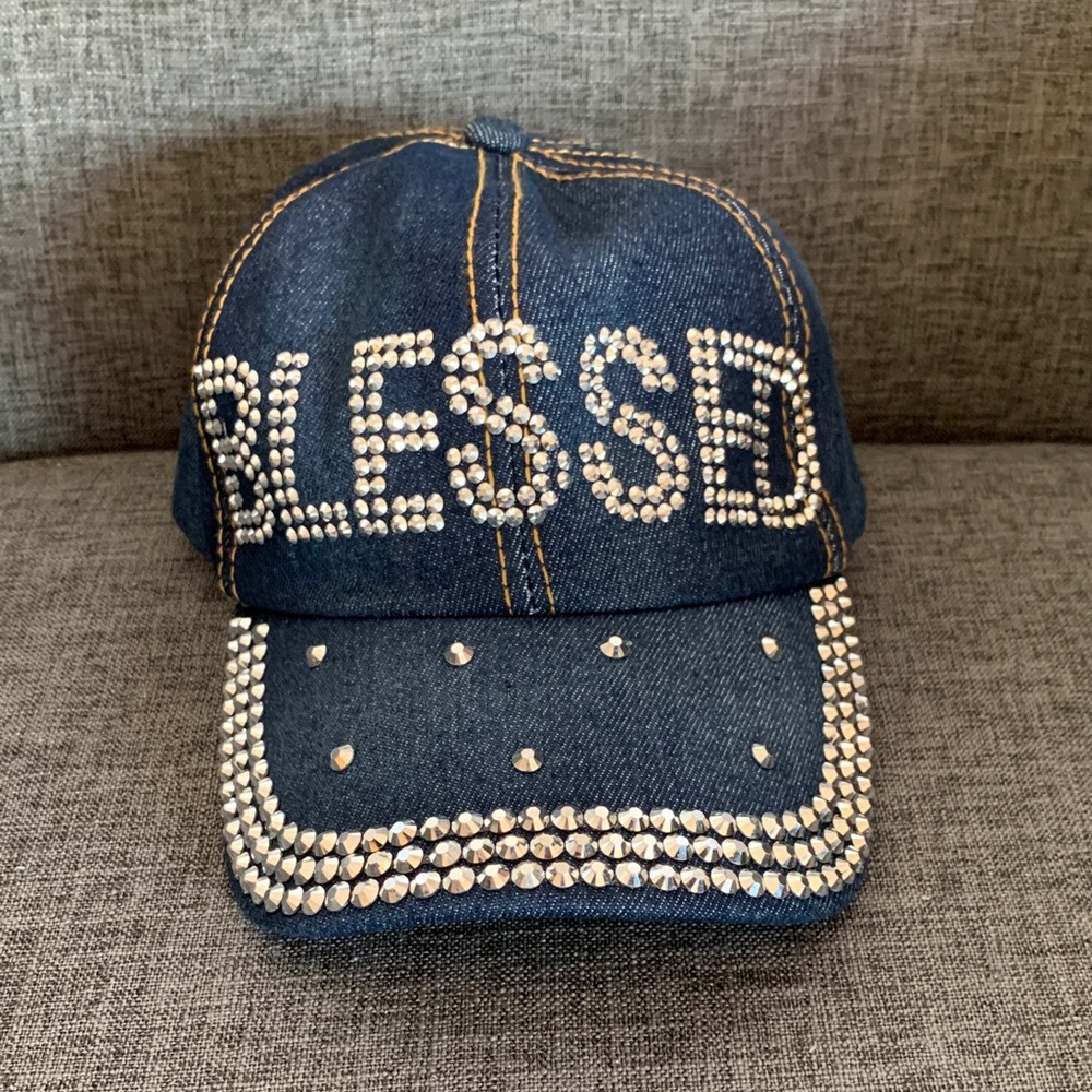 Rhinestone Embellished Denim Cap